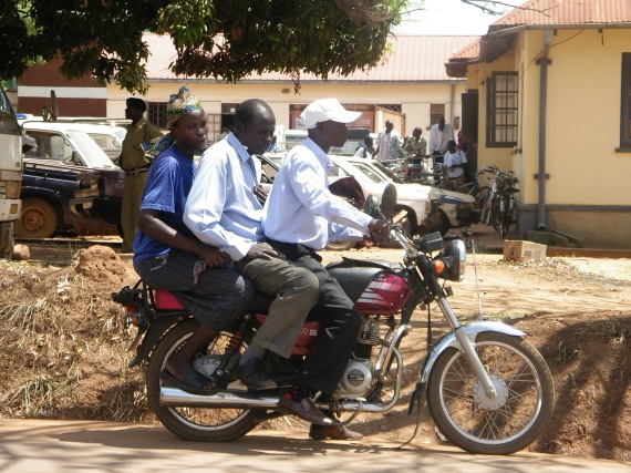 Riding a bota-bota in Uganda